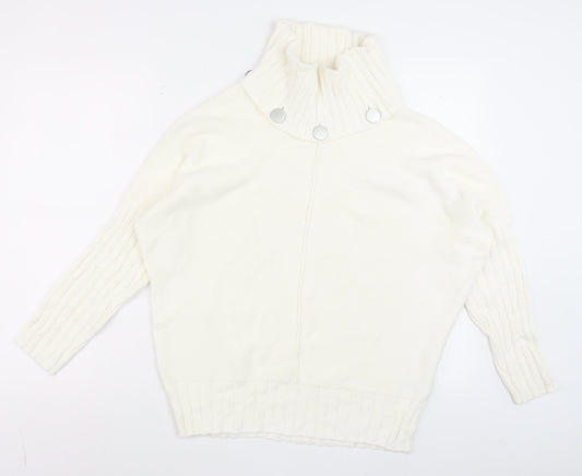 Marble Womens Ivory Roll Neck Cotton Jumper Size 10