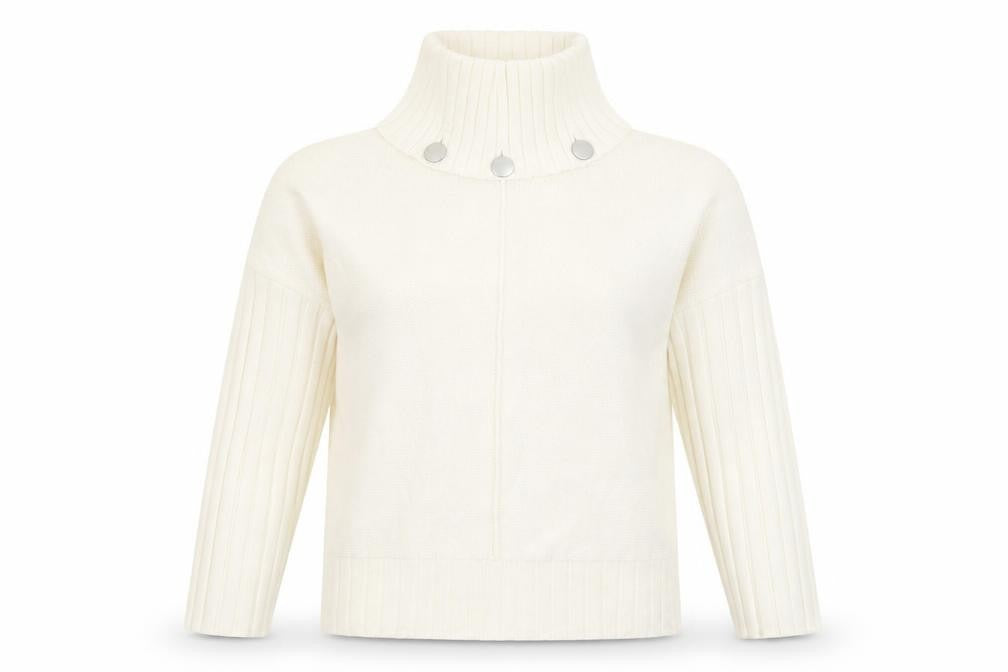 Marble Womens Ivory Roll Neck Cotton Jumper Size 10