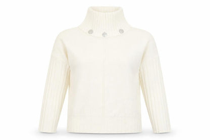 Marble Womens Ivory Roll Neck Cotton Jumper Size 10