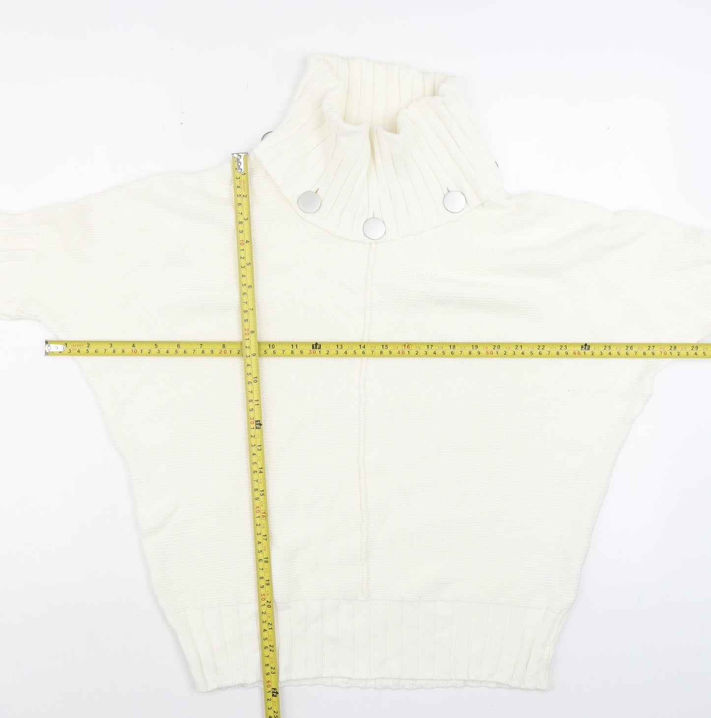 Marble Womens Ivory Roll Neck Cotton Jumper Size 10