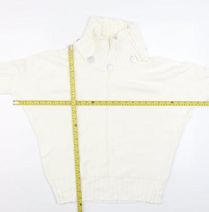 Marble Womens Ivory Roll Neck Cotton Jumper Size 10