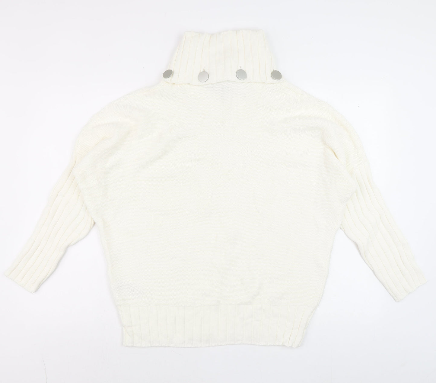 Marble Womens Ivory Roll Neck Cotton Jumper Size 10