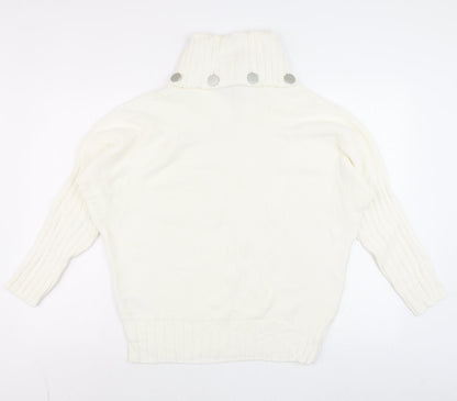 Marble Womens Ivory Roll Neck Cotton Jumper Size 10