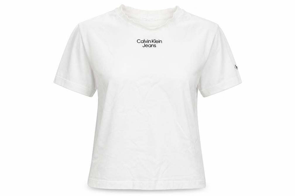 Calvin Klein Jeans Women's White Basic Logo Cotton T-Shirt Size 6
