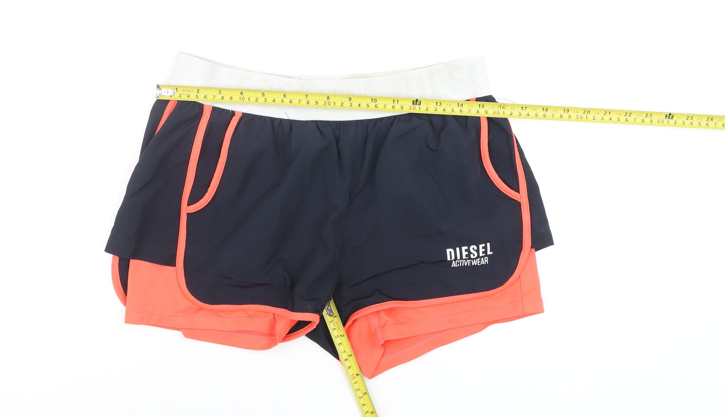 Diesel Activewear Men's Navy & Coral Running Shorts Size S