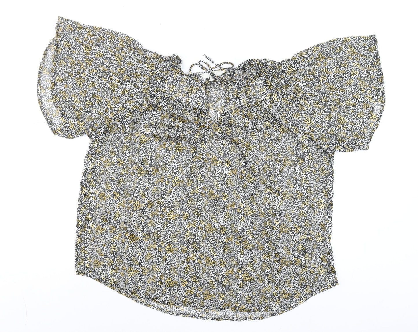 Next Women's Multicoloured Floral Off Shoulder Chiffon Blouse Size 14