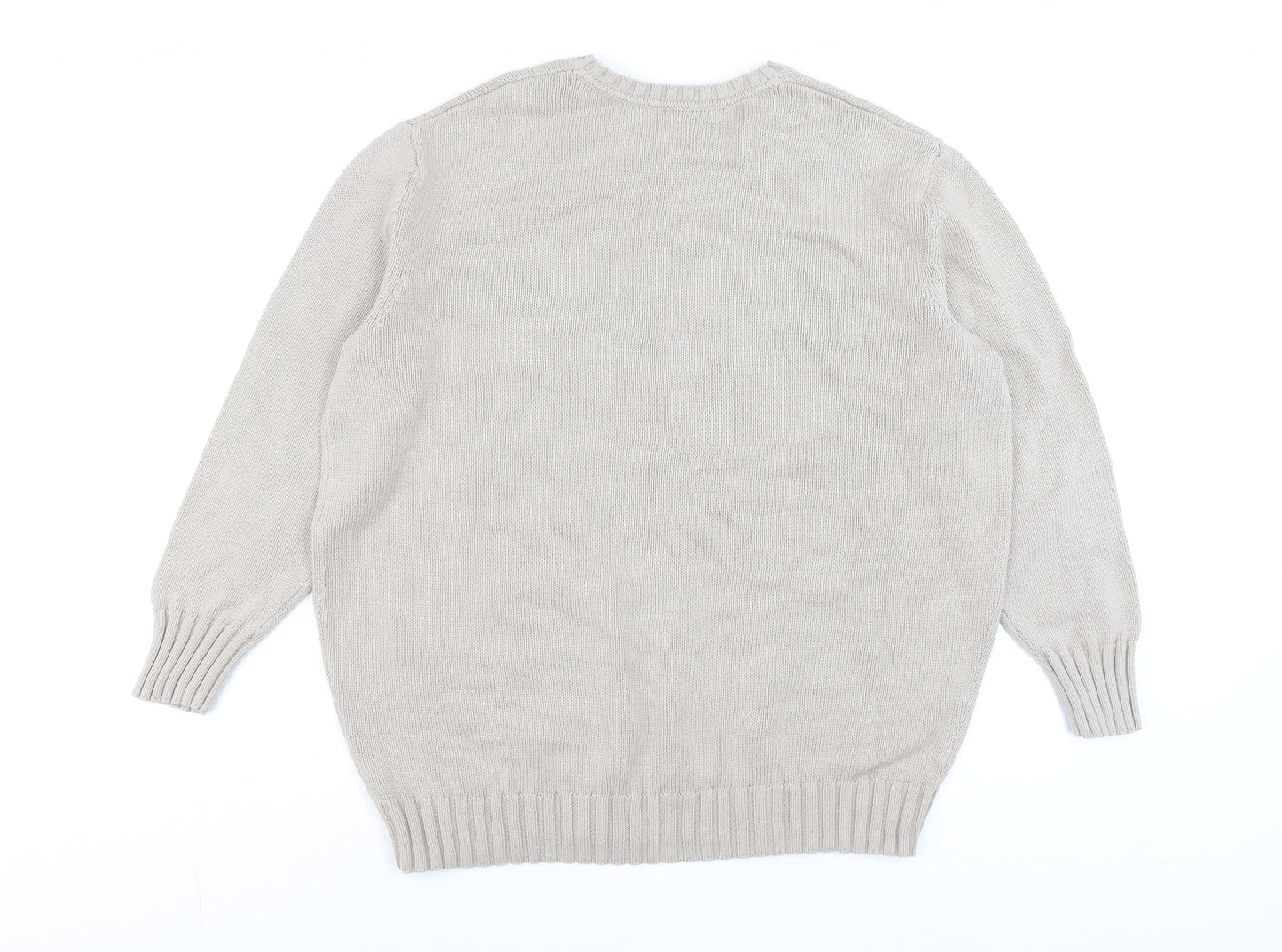 GAP Men's Beige Cotton Crew Neck Pullover Jumper Size M