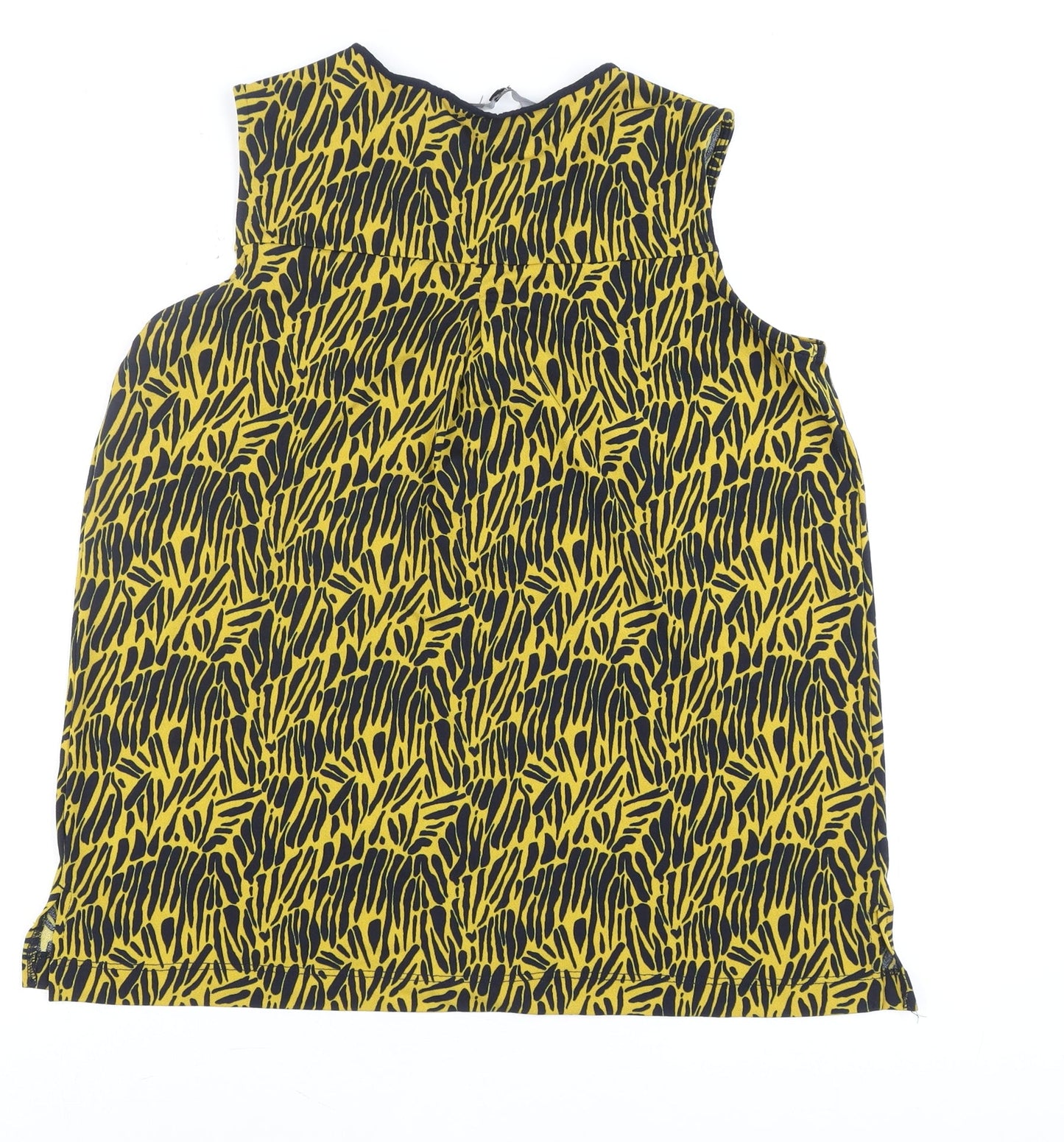Next Women's Yellow Black Sleeveless Blouse Size 14 Animal Print