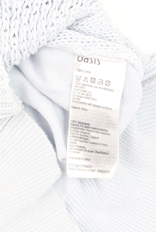 Oasis Women's White Cotton Cable-Knit 3/4 Sleeve Pullover Jumper Size S