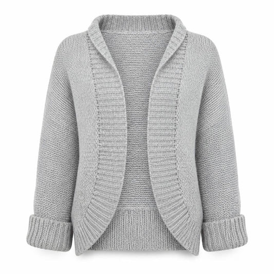 Brave Soul Women's Grey Chunky Knit Open Cardigan S Relaxed Fit