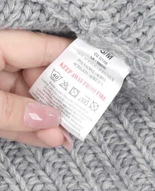 Brave Soul Women's Grey Chunky Knit Open Cardigan S Relaxed Fit