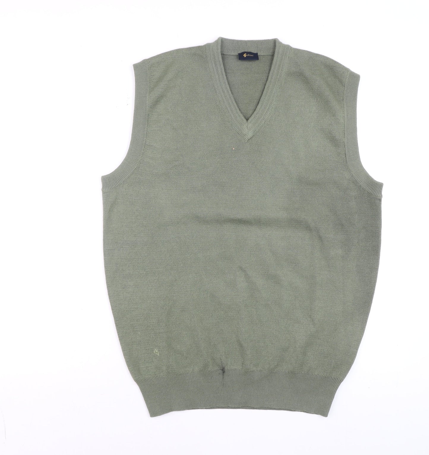 Gabicci Mens Green Wool Blend Sleeveless V-Neck Smart Casual Knit M