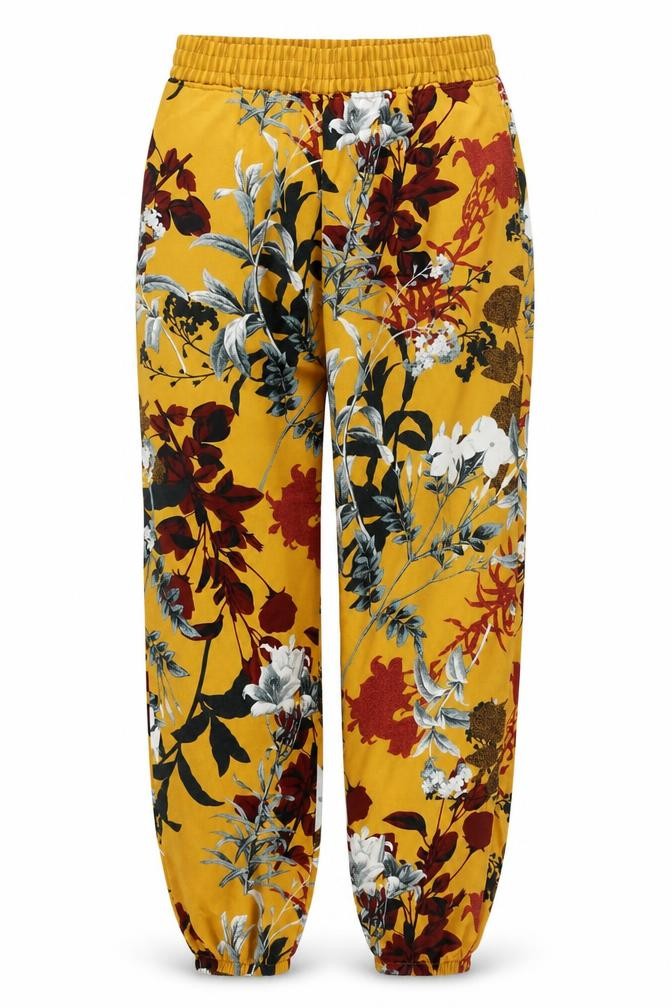 Next Women’s Yellow Floral Jogger Trousers Size 10 Polyester
