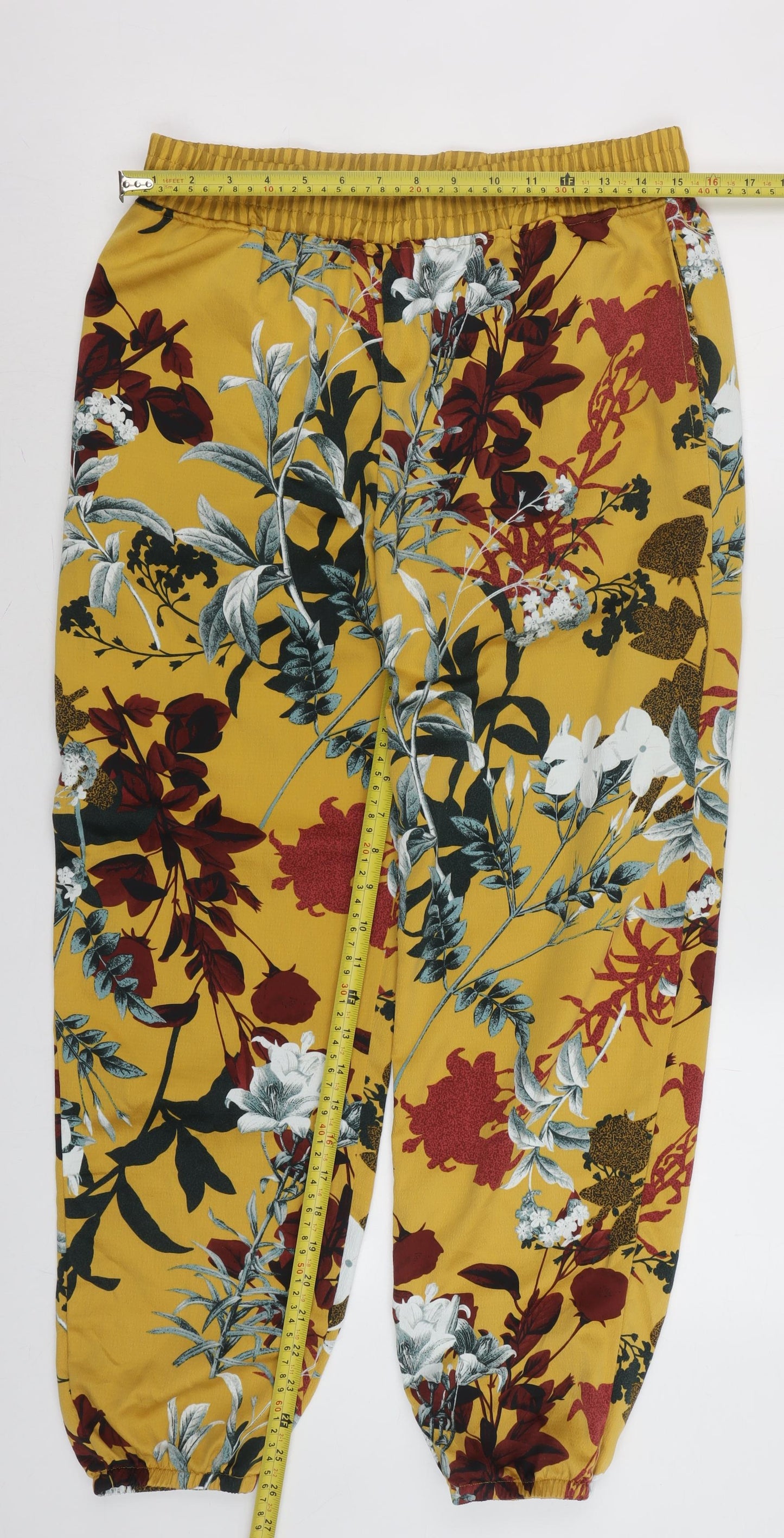 Next Women’s Yellow Floral Jogger Trousers Size 10 Polyester