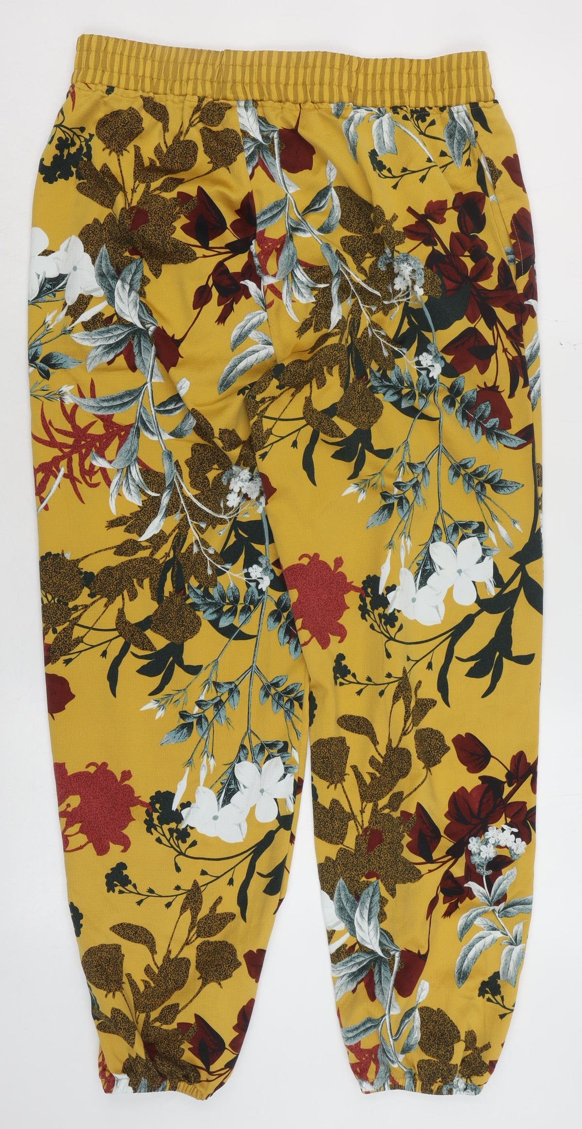 Next Women’s Yellow Floral Jogger Trousers Size 10 Polyester