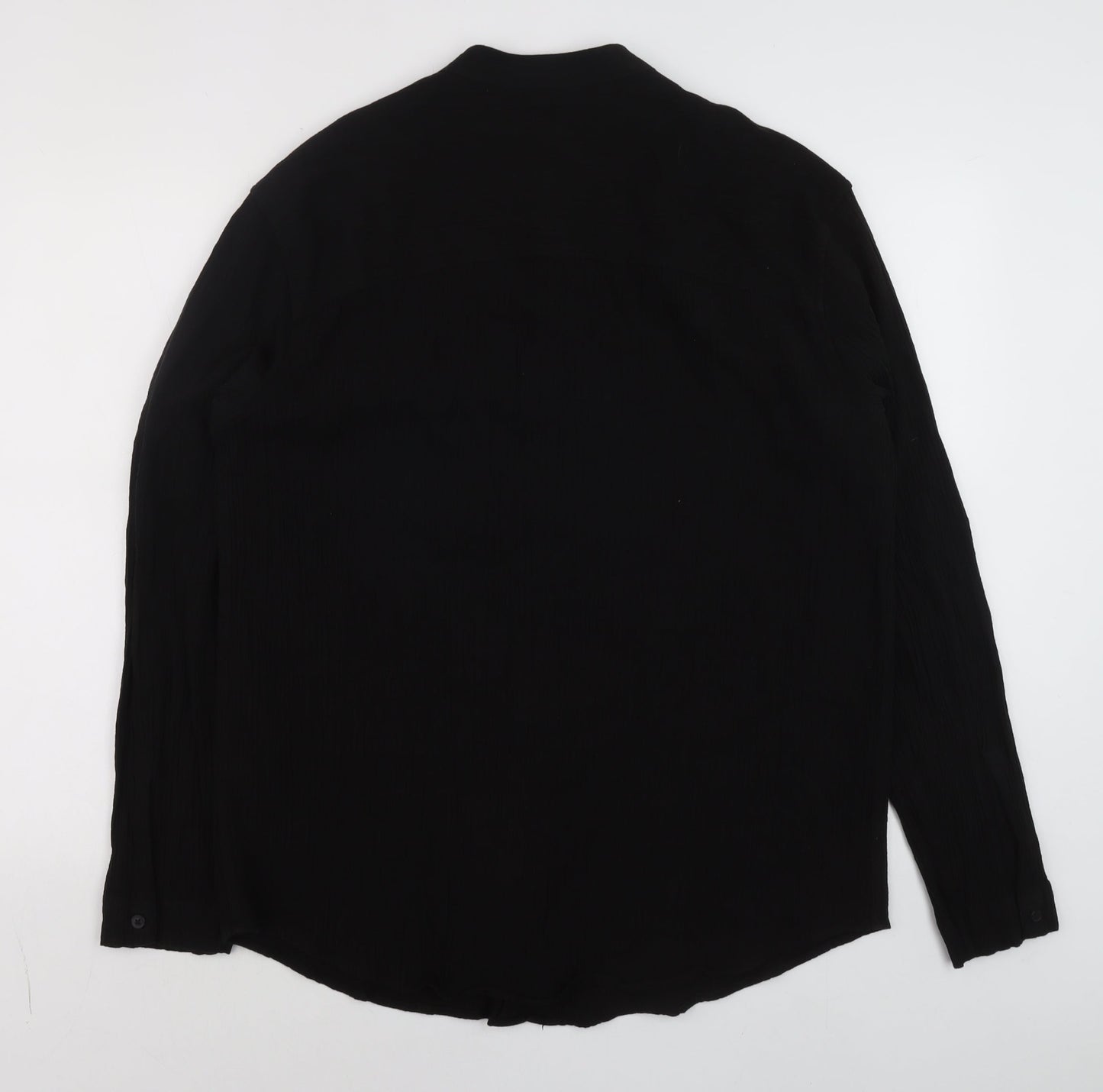 ZARA Women Black Long Sleeve Basic Button-Up Shirt XL