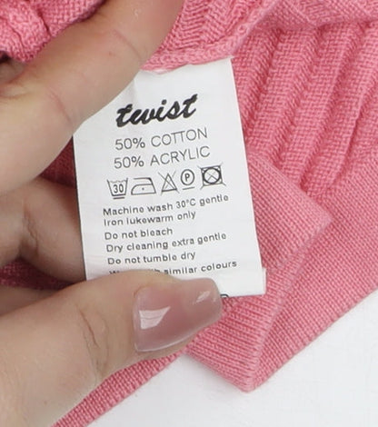 Twist Womens Pink Full Zip Knit Jumper Size 18
