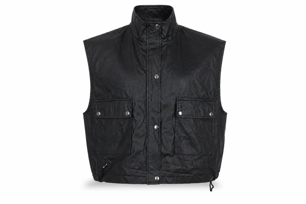 I SAW IT FIRST Women’s Black Faux Leather Biker Waistcoat Size 10