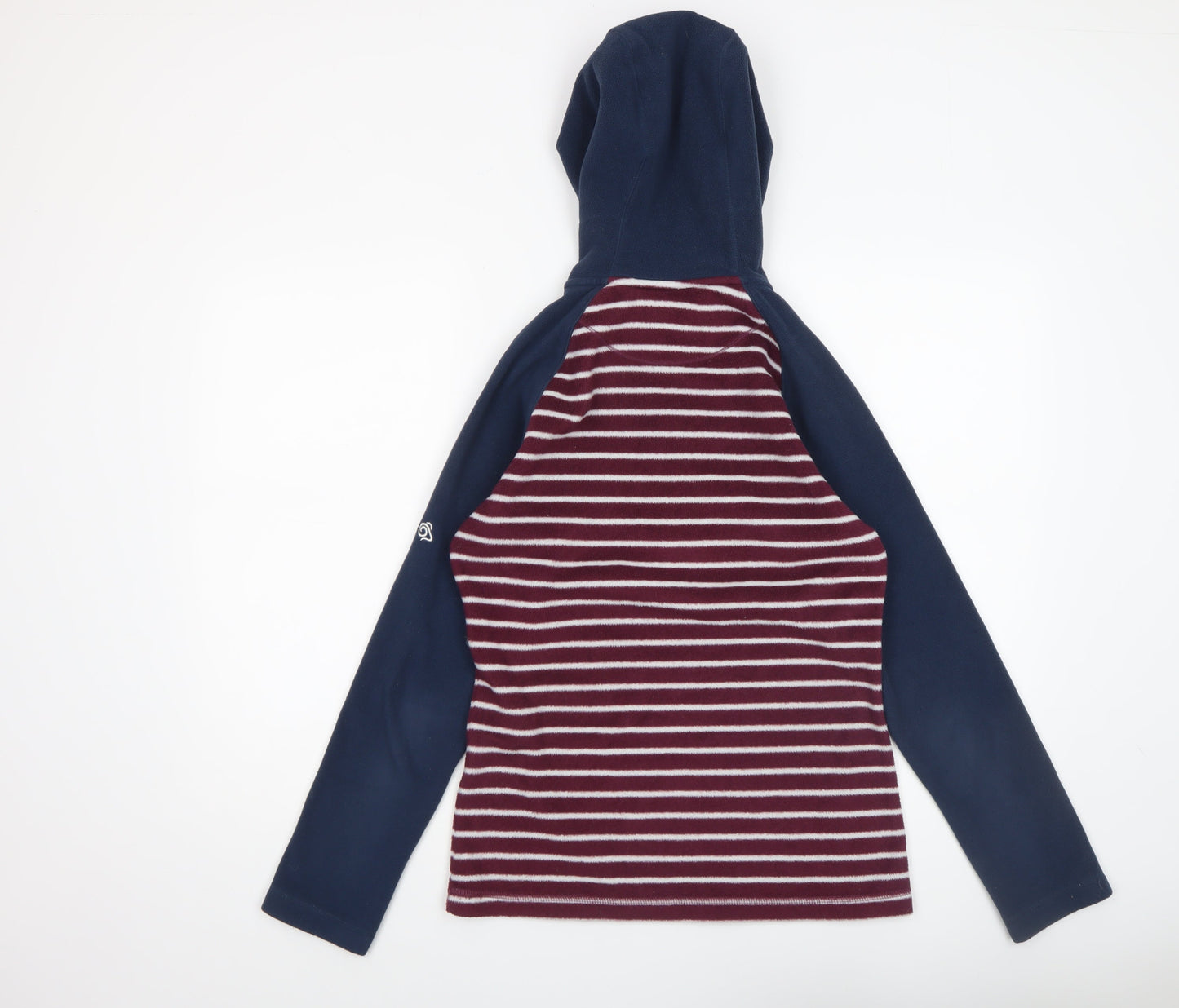 Craghoppers Womens Navy Burgundy Striped 1/2 Zip Fleece Hoodie UK 8