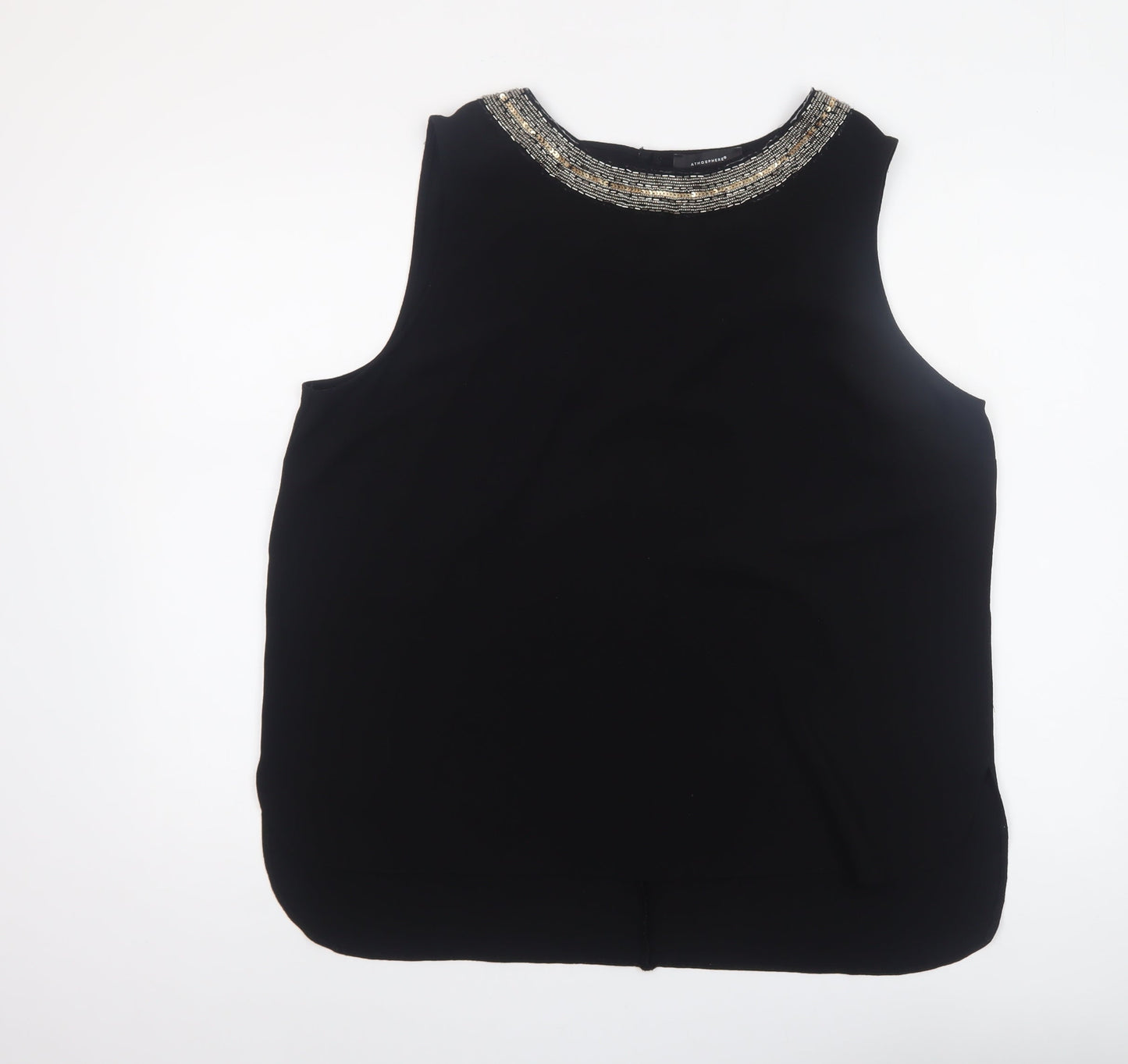 Atmosphere Womens Black Beaded Neck Sleeveless Blouse Size 18