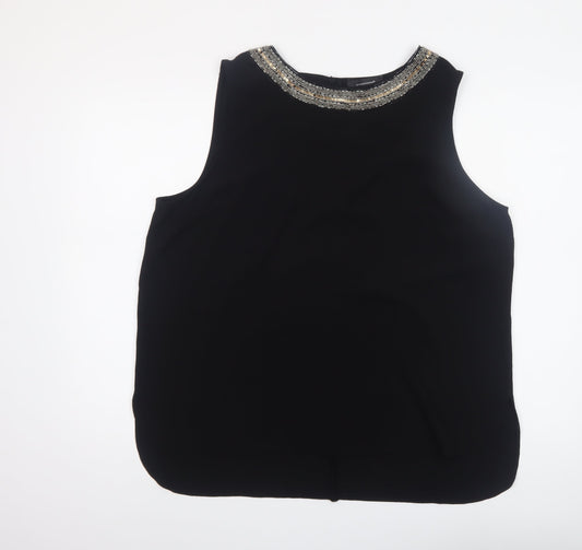 Atmosphere Womens Black Beaded Neck Sleeveless Blouse Size 18