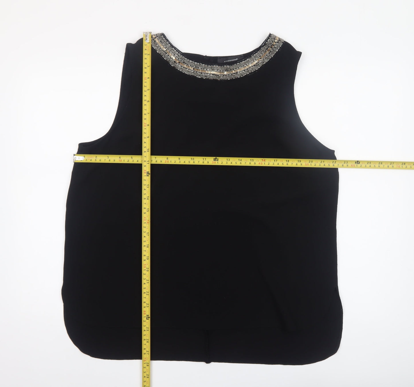 Atmosphere Womens Black Beaded Neck Sleeveless Blouse Size 18