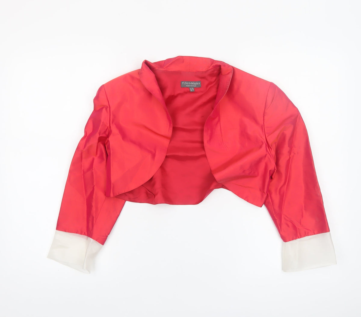 Pifer & Mayka Women's Red Cropped Satin Blazer Size 12