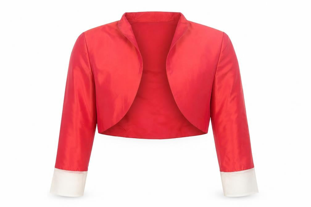 Pifer & Mayka Women's Red Cropped Satin Blazer Size 12