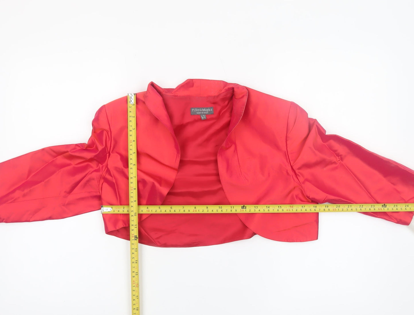 Pifer & Mayka Women's Red Cropped Satin Blazer Size 12