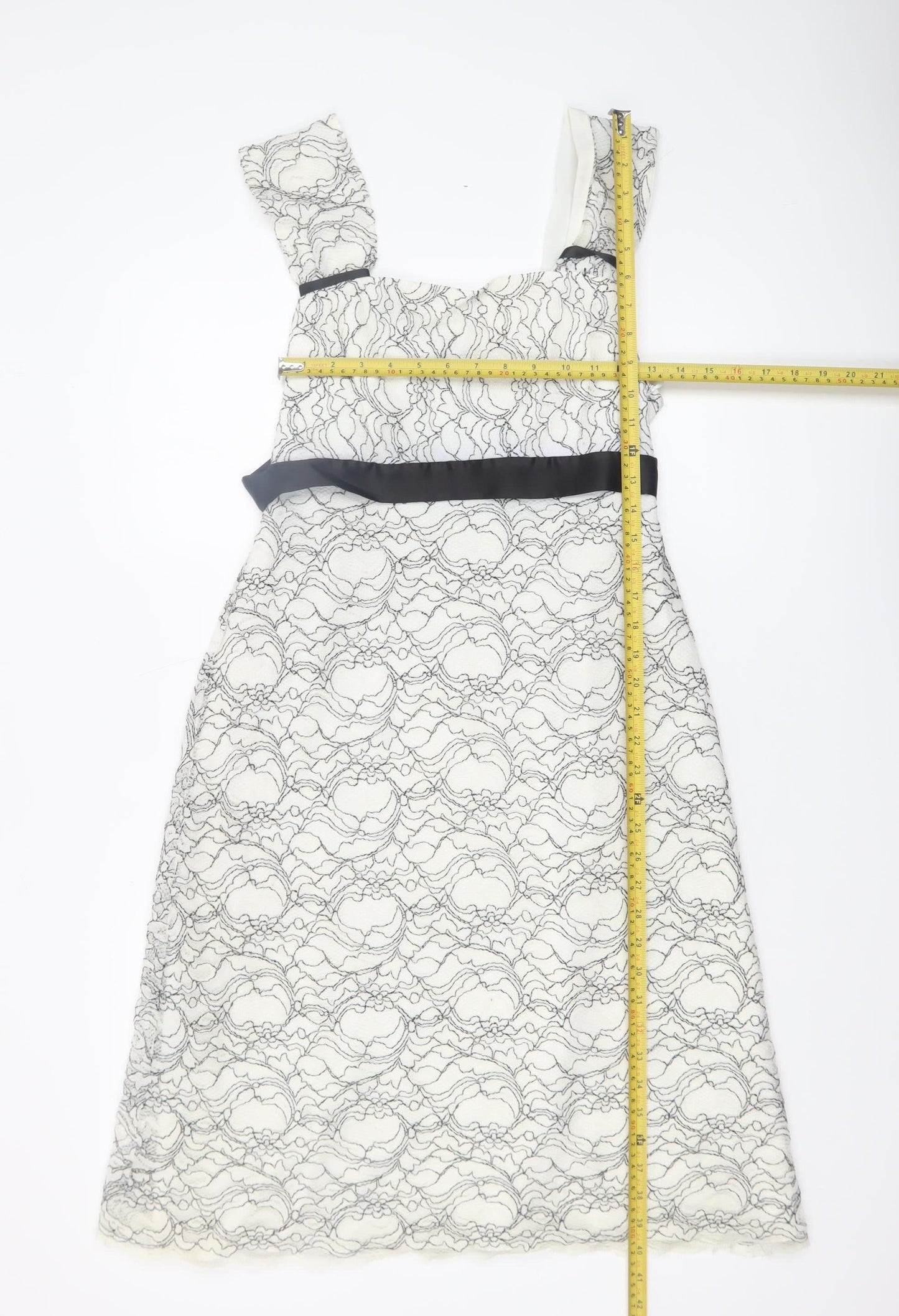 Allison Women's Ivory Lace A-Line Knee Length Dress Size 14