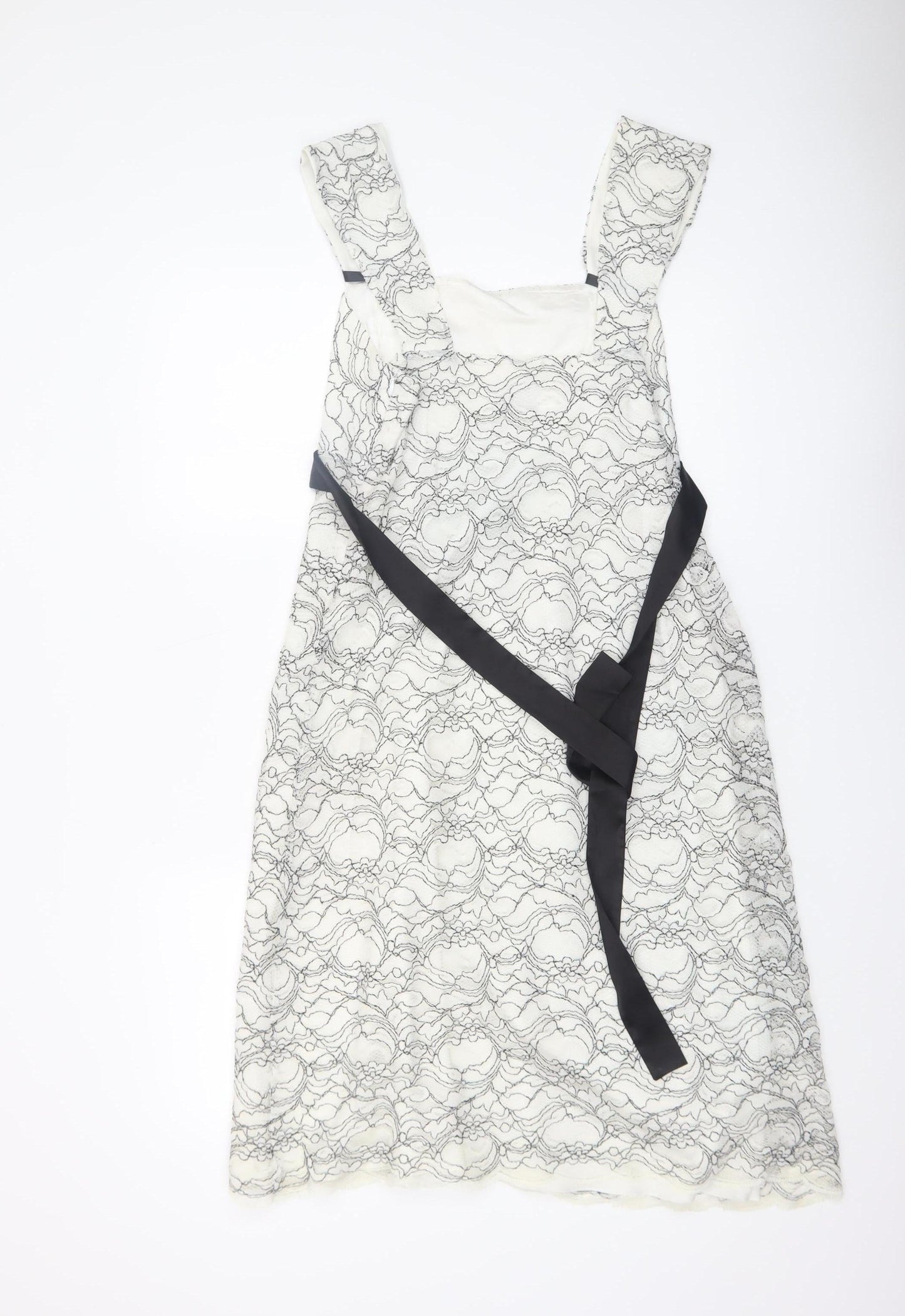 Allison Women's Ivory Lace A-Line Knee Length Dress Size 14