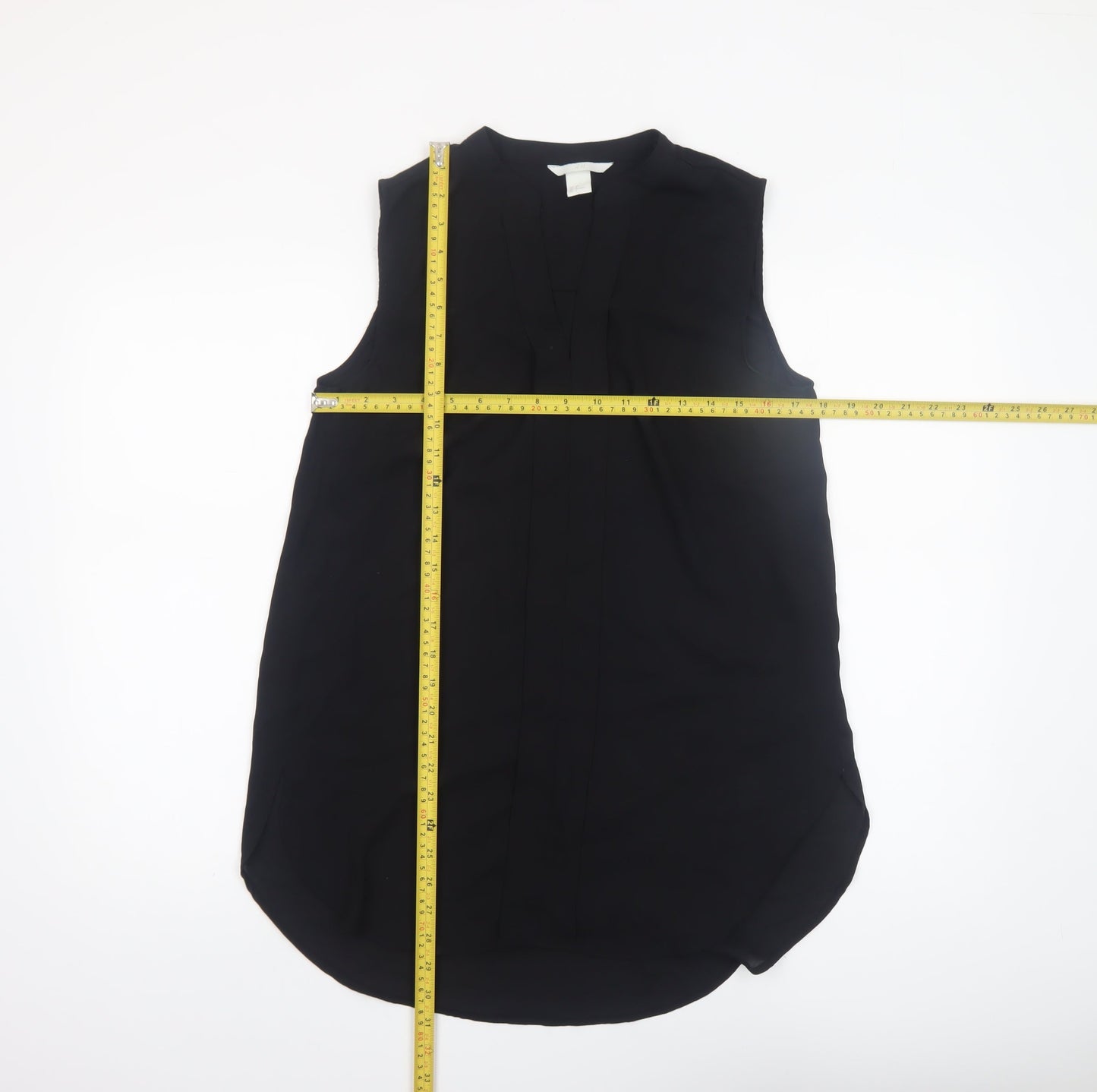 H&M Women Black Sleeveless V-Neck Chiffon Blouse Size 10