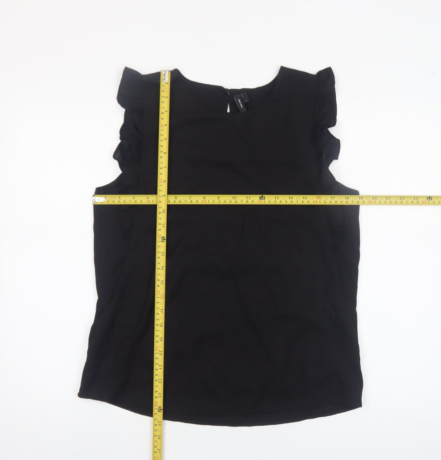 Vero Moda Women's Black Ruffle Sleeveless Tunic Blouse Size L