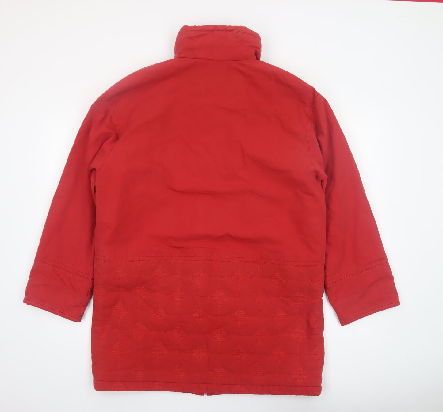 Hucke Womens Red Long Parka Coat Size 8 Water Resistant Zip Jacket