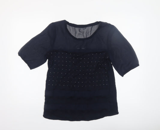 Next Women’s Blue Beaded Sheer Tunic Blouse Size 12