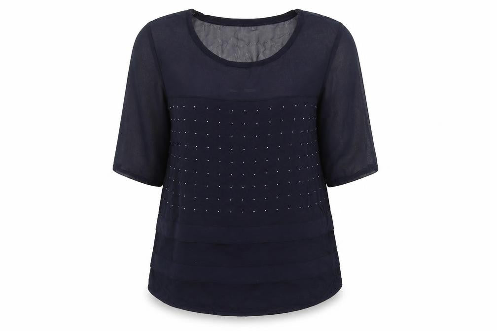 Next Women’s Blue Beaded Sheer Tunic Blouse Size 12