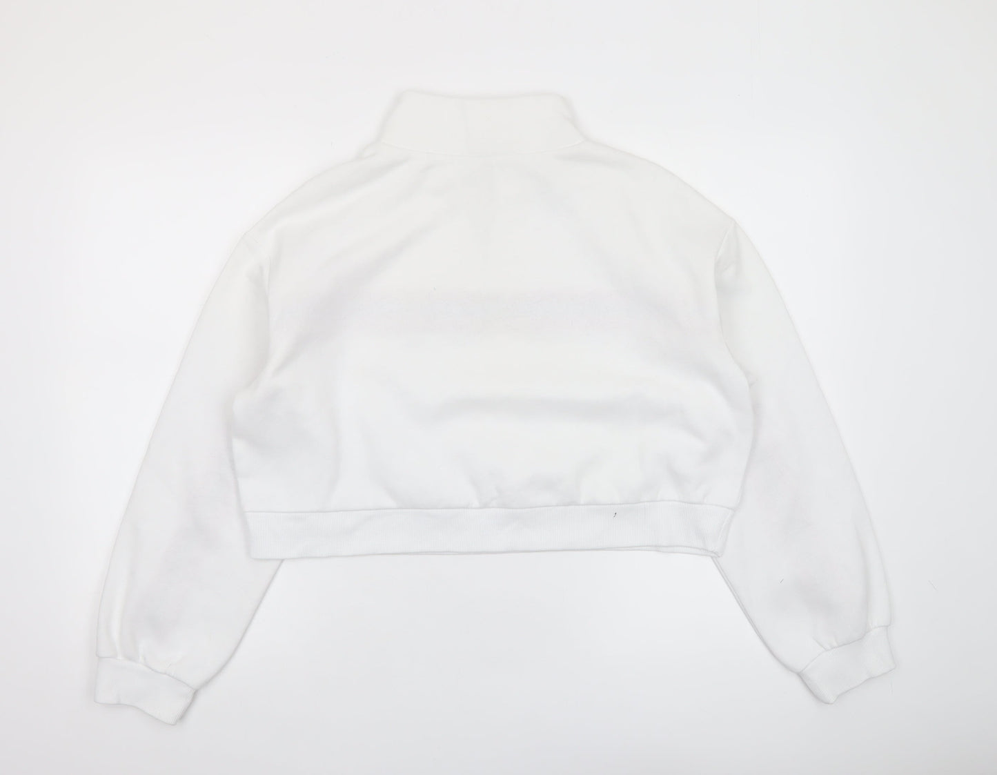 H&M Divided Women White 1/2 Zip Pullover Sweatshirt M