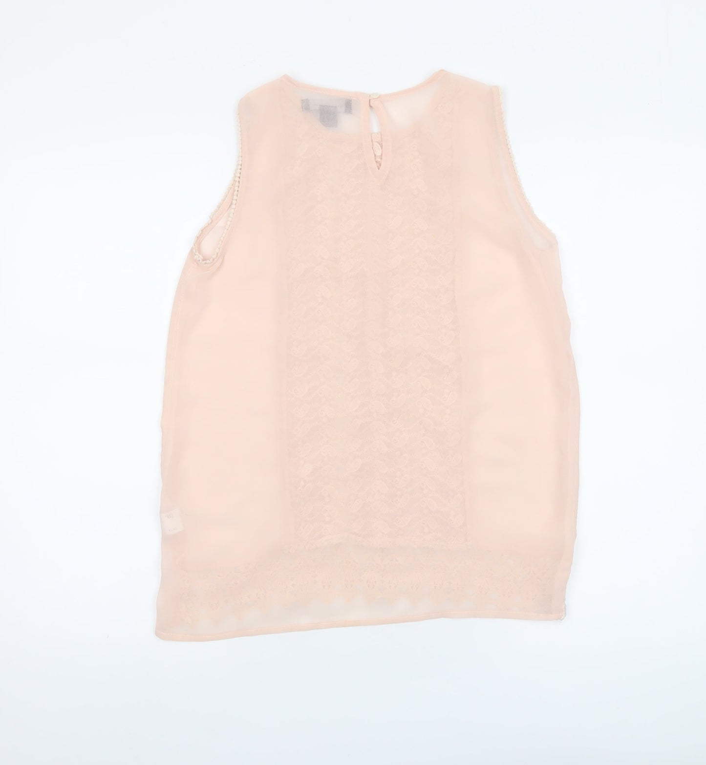 Atmosphere Women's Beige Lace Chiffon Sleeveless Blouse Size 10