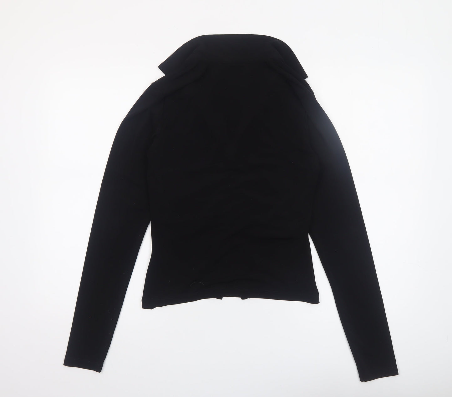 ASOS DESIGN Women’s Black Long Sleeve Collared Ruched Button-Up Top Size 14
