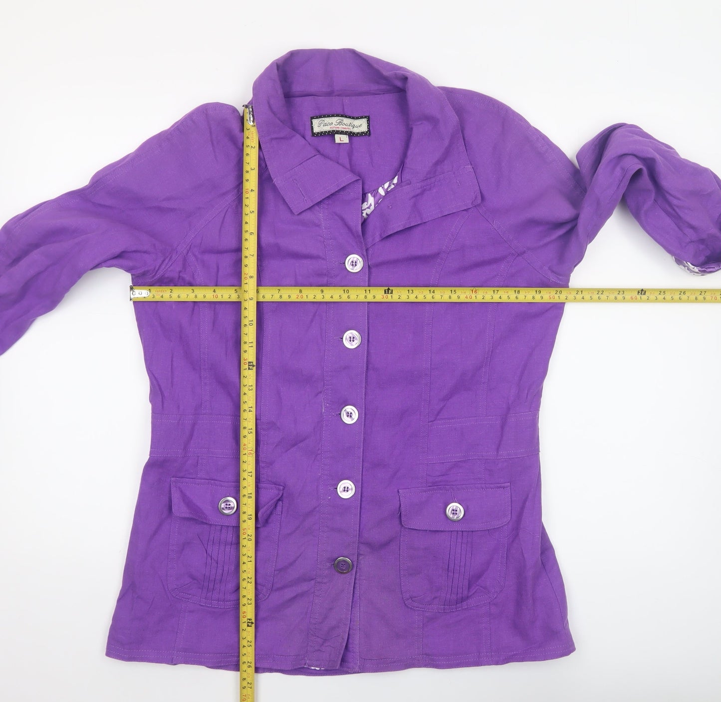 Paco Boutique Women’s Purple Linen Blend Button Jacket L