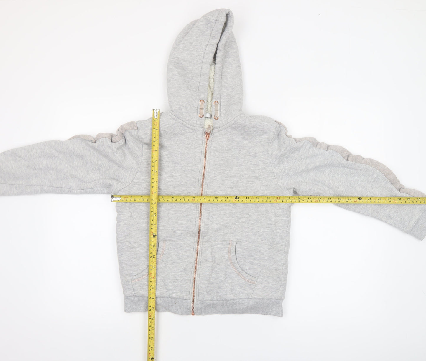 Marks and Spencer Girls Grey Full Zip Fleece Lined Hoodie 11-12 Years