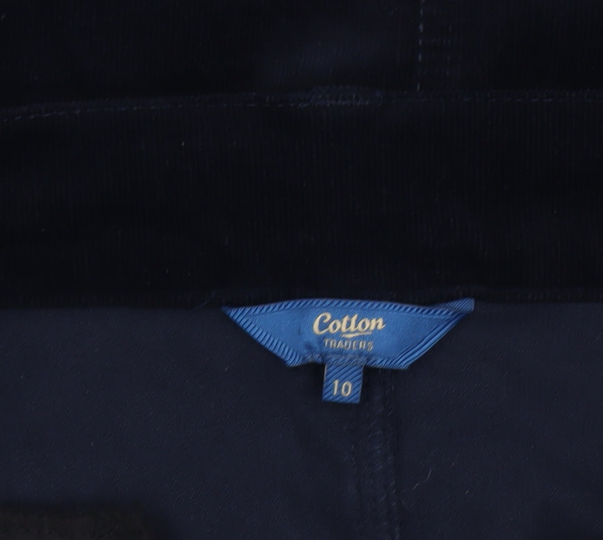 Cotton Traders Women's Navy Corduroy Knee Length Straight Skirt Size 10
