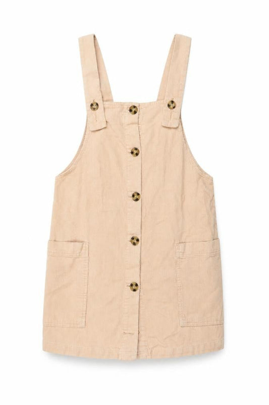 Mango Women Beige Corduroy Pinafore Dress XS Casual Short