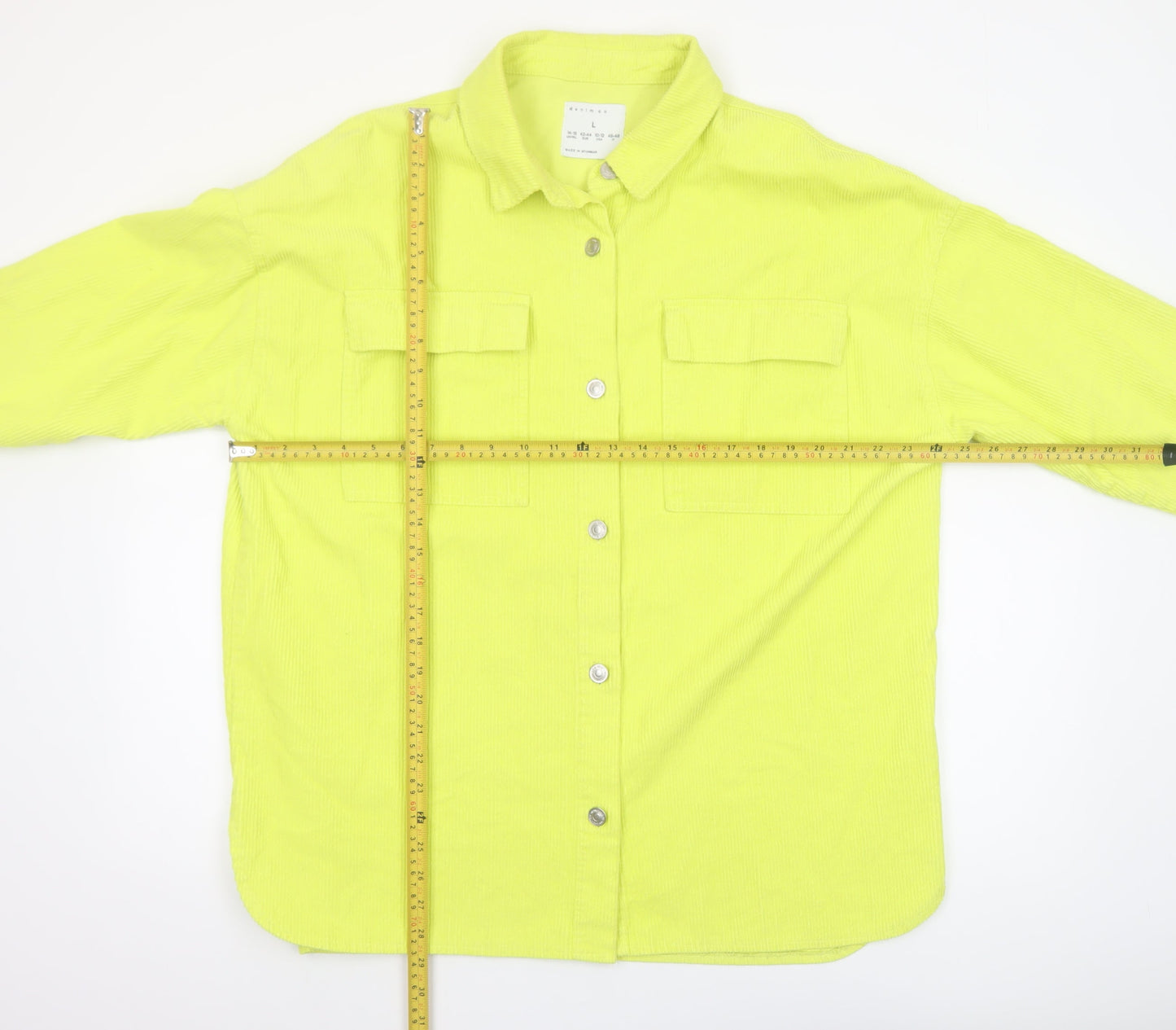 Denim Co. Women Yellow Corduroy Casual Jacket Size L 14-16