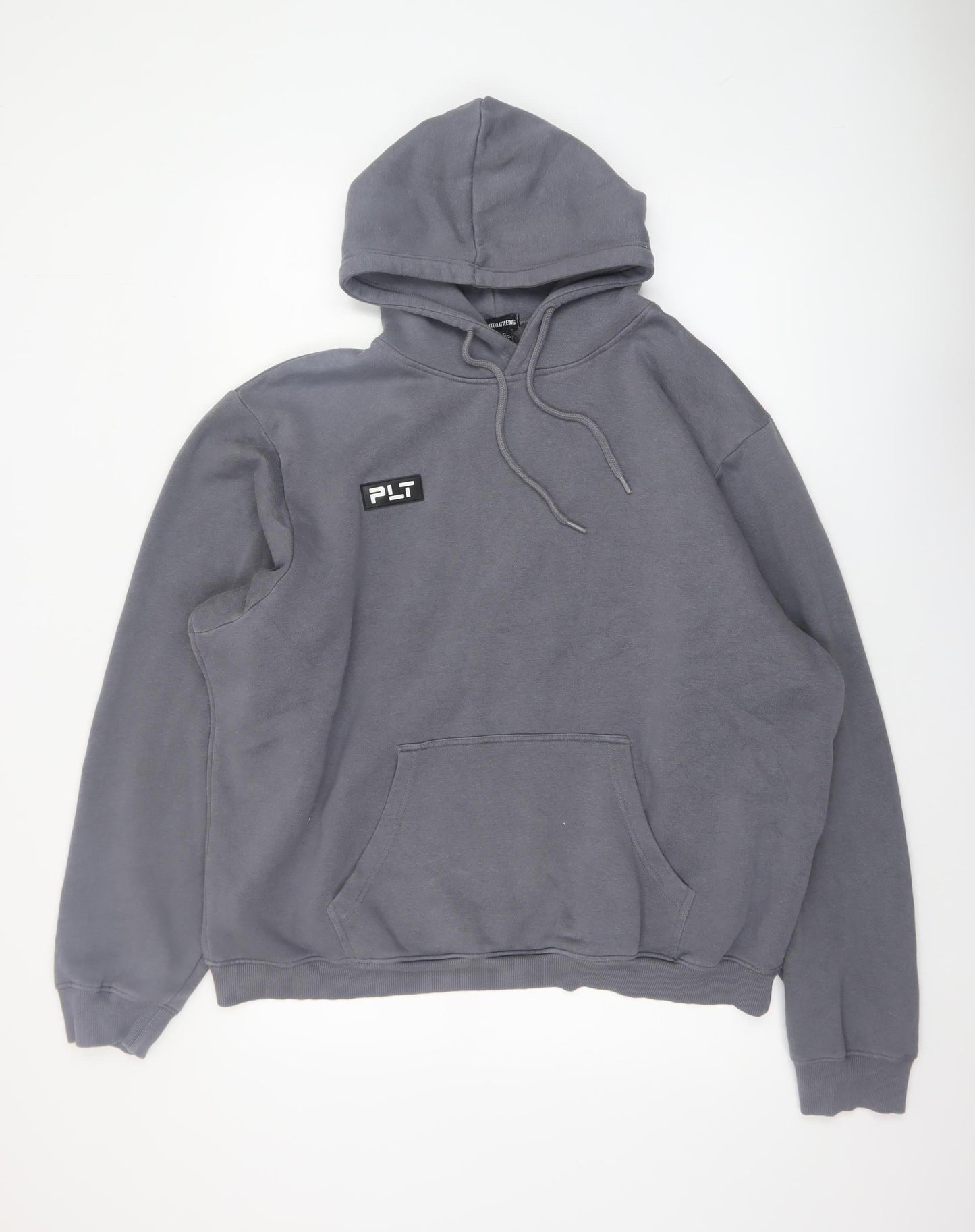 PrettyLittleThing Men's Grey Pullover Hoodie XL Fleece Cotton Blend