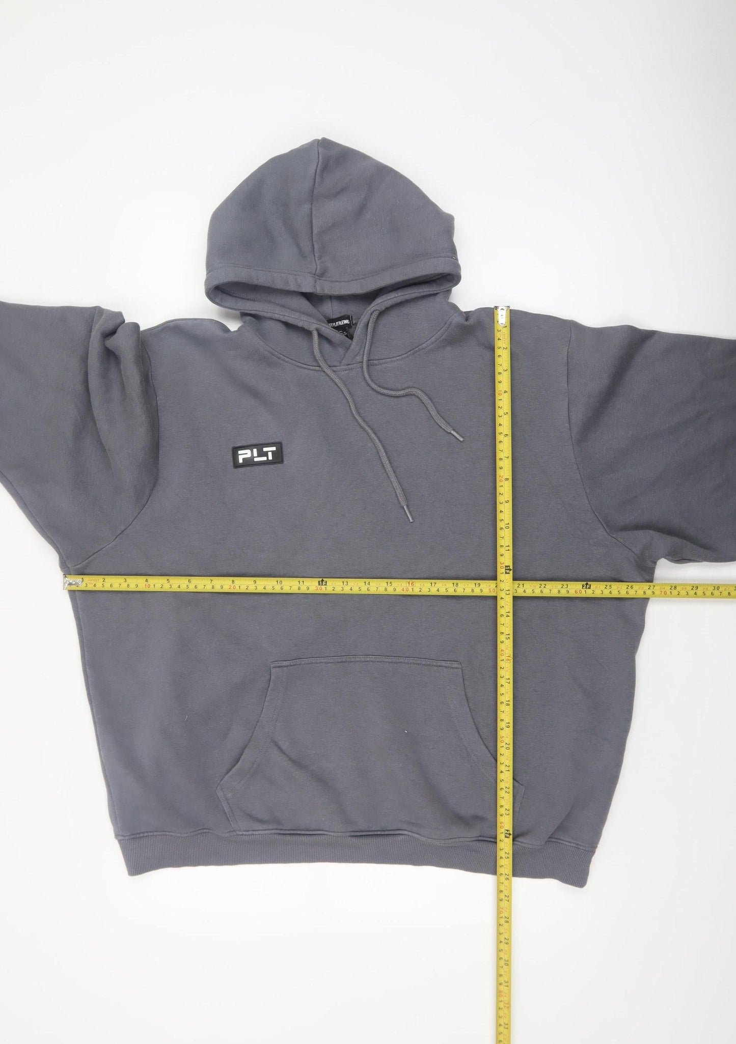 PrettyLittleThing Men's Grey Pullover Hoodie XL Fleece Cotton Blend