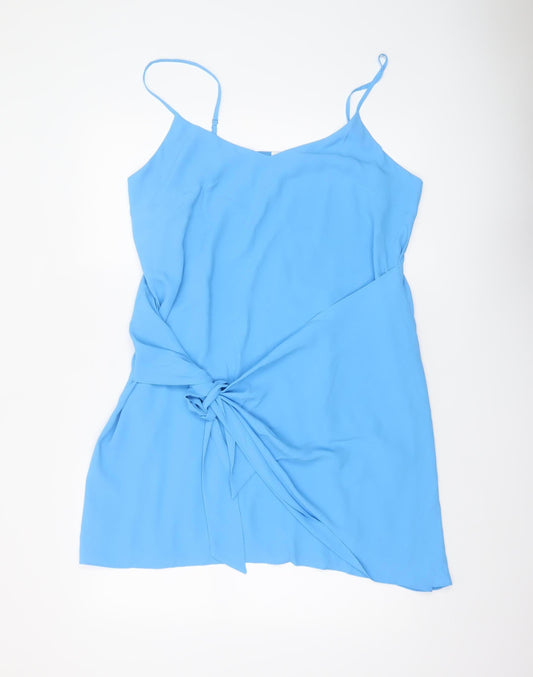 River Island Women Blue Size 16 Slip Dress with Tie Detail