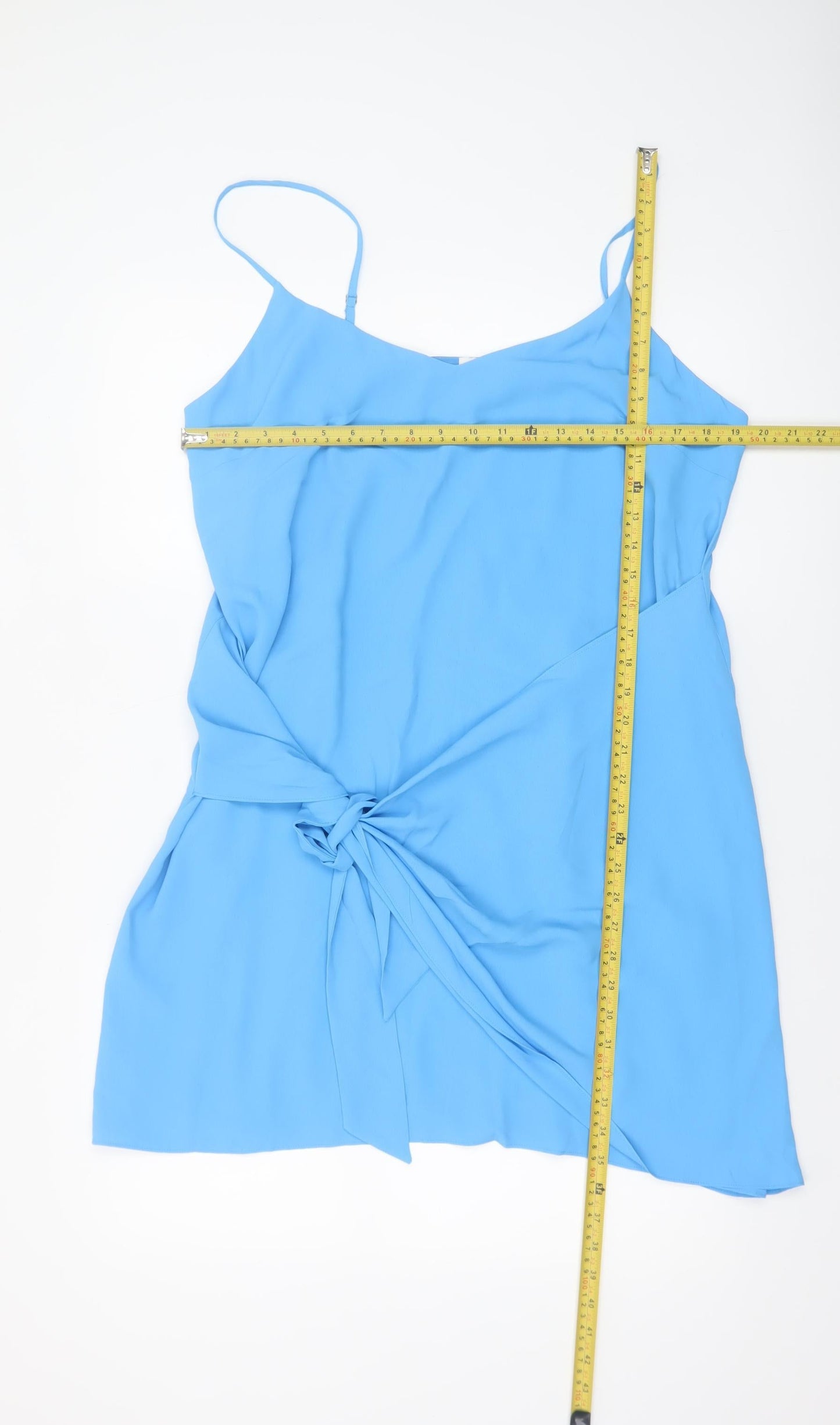 River Island Women Blue Size 16 Slip Dress with Tie Detail