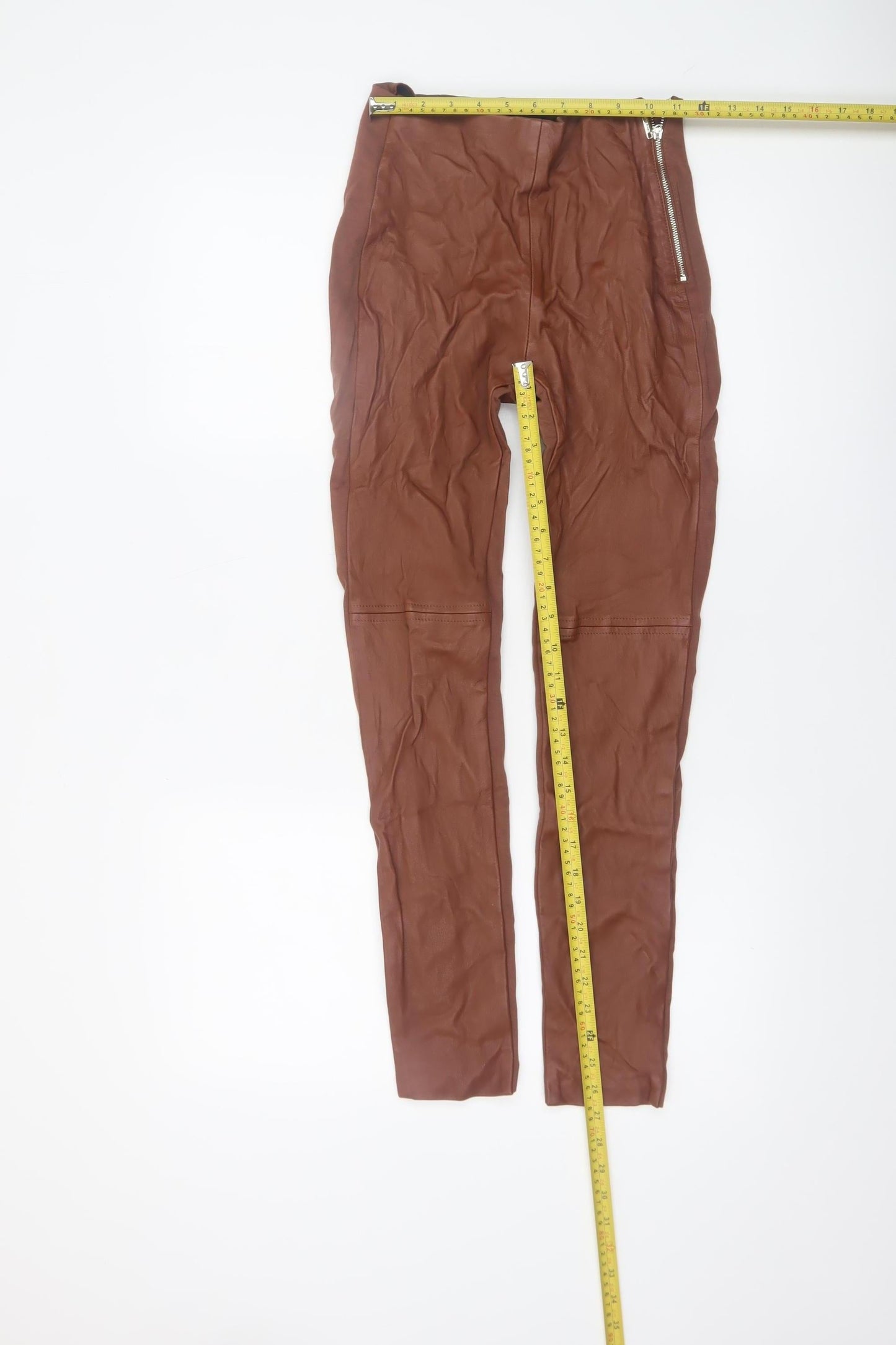 Guess Marciano Women’s Brown Leather Skinny Trousers Size 12