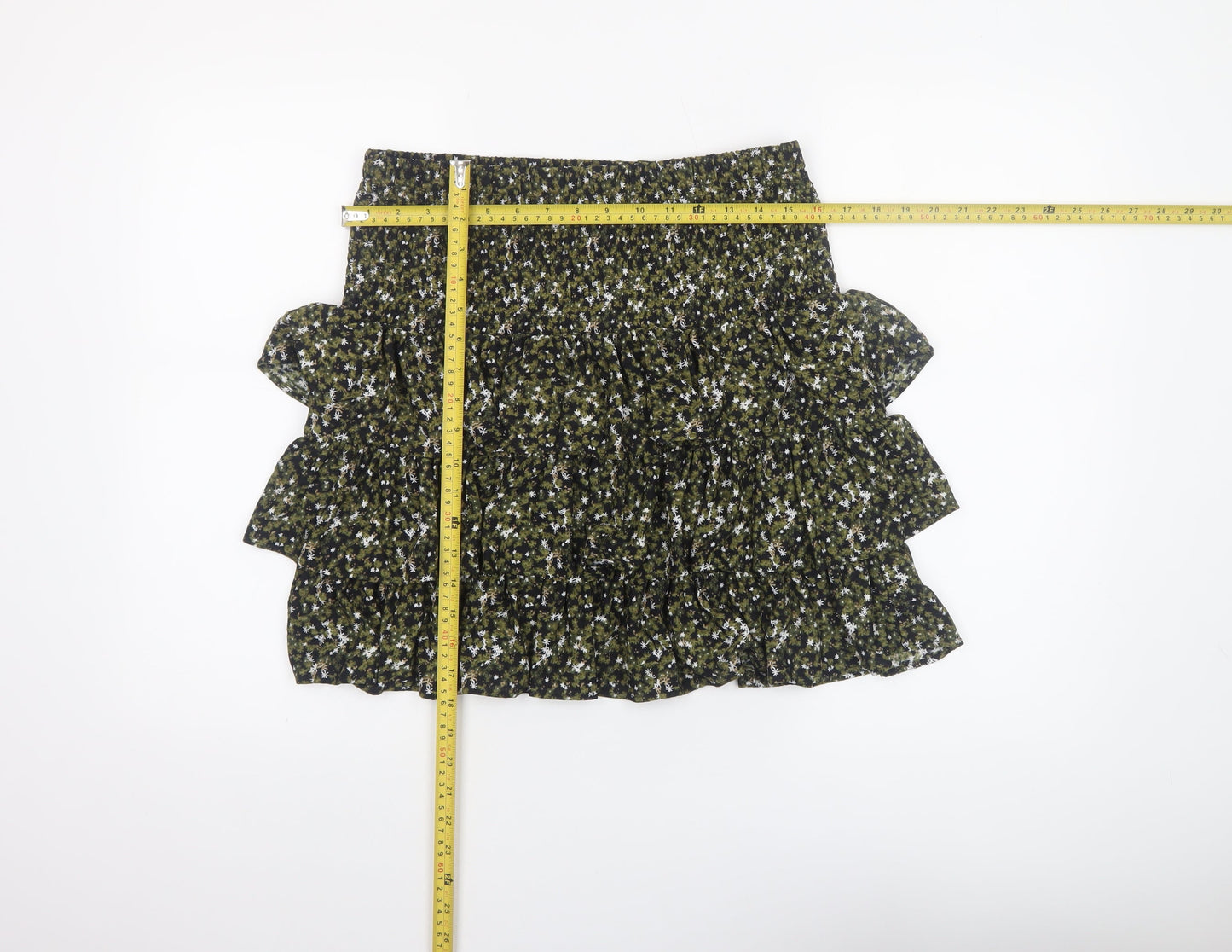 Michael Kors Women's Green Floral Ruffle Mini Skirt Size M